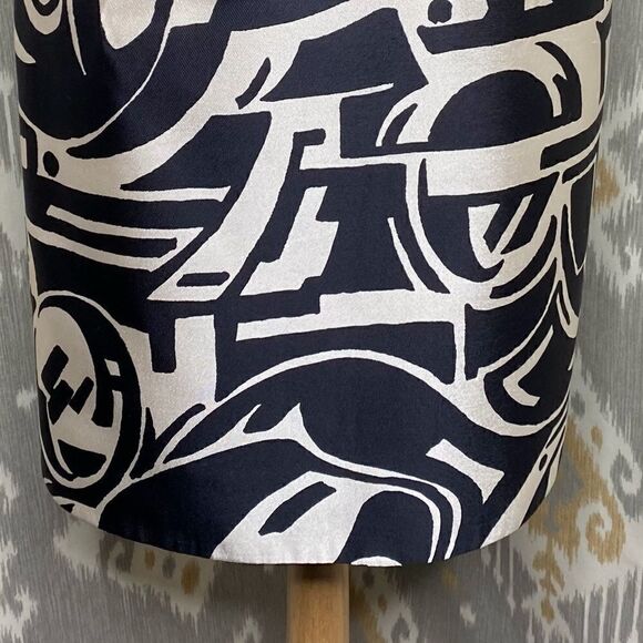 Ralph Lauren Black & Ivory Art Deco Abstract Auto Pattern Silk Pencil Skirt - Picture 12 of 16